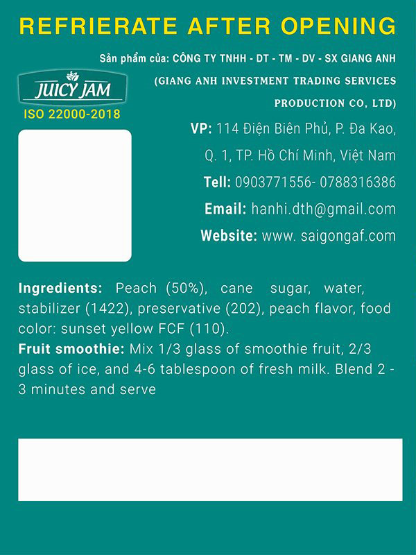 Sinh tố đào Juicy Jam