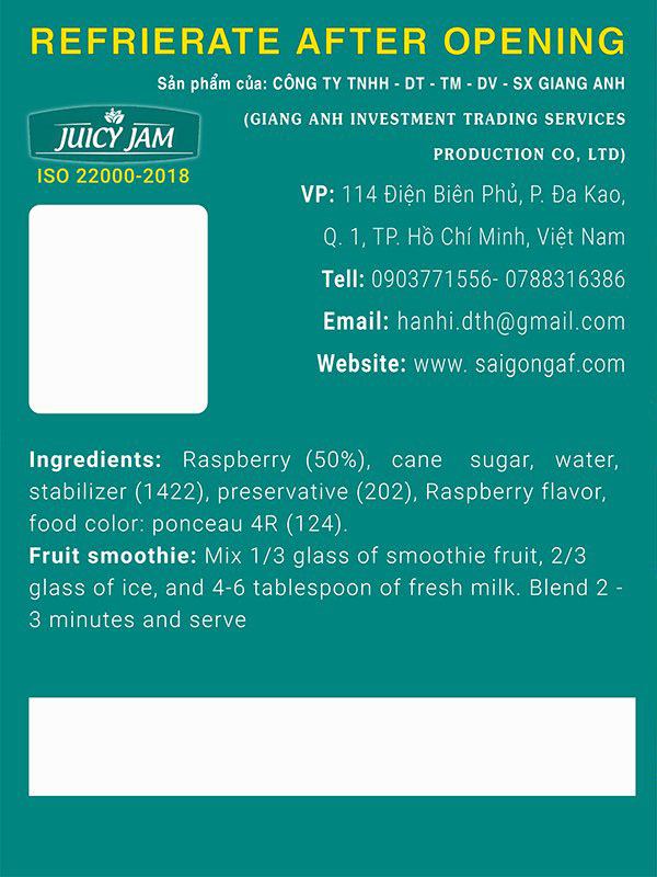 Sinh tố phúc bồn tử Juicy Jam