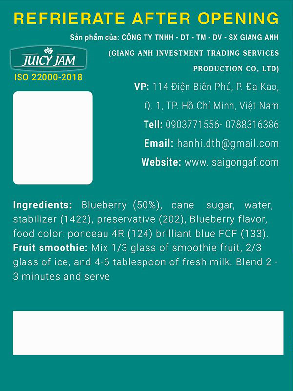 Sinh tố việt quất Juicy Jam